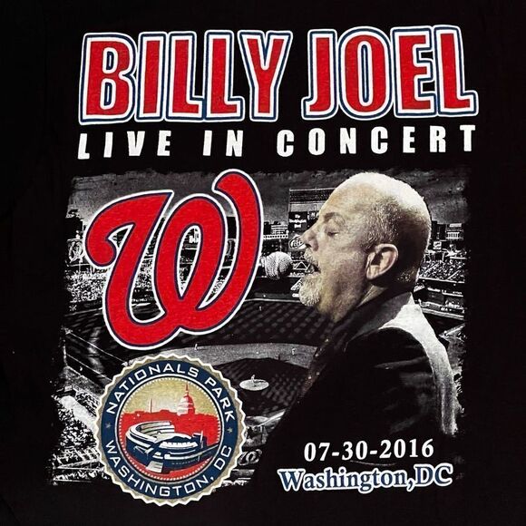 ’16 Billy Joel Live In Concert Nationals Park Black Graphic Tee Shirt / Size M - Picture 4 of 5